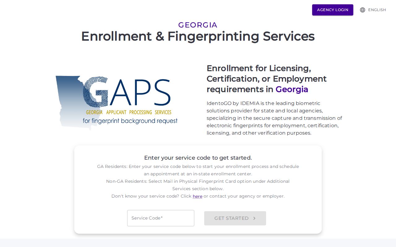 Telfair County criminal history fingerprint appointment gateway