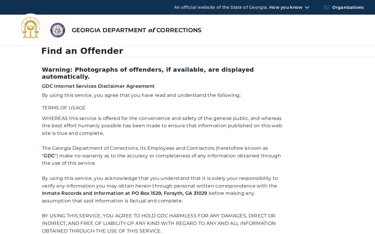 Telfair County criminal history state offender search interface